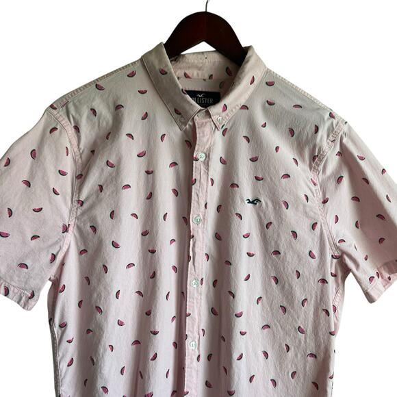 Y2K Hollister‎ Mens Shirt L Epic Flex Watermelon All Over Print Button Up Preppy - Picture 7 of 8